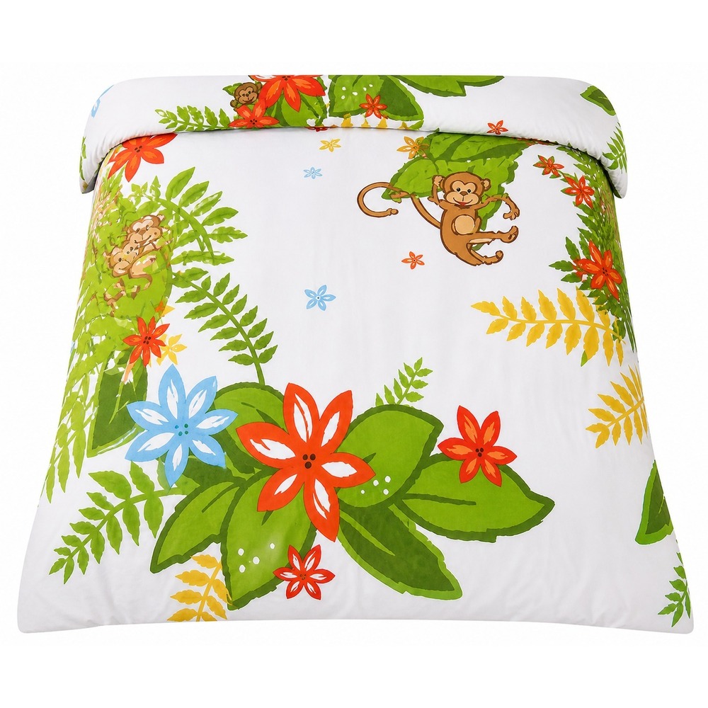 Target 2008 Discontinued Sold Out King Duvet Sham Set Floral Monkey 100% Cotton - Picture 2 of 6